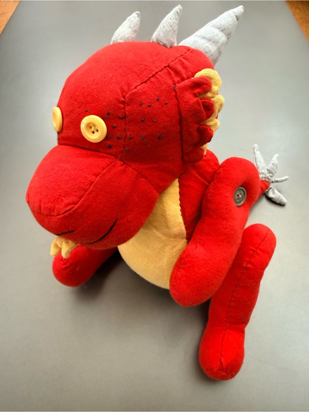 Red Plush Dragon Stuffed Toy with Yellow Accents